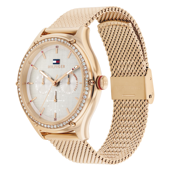 Relógio Mulher Aço Dourado Rosa