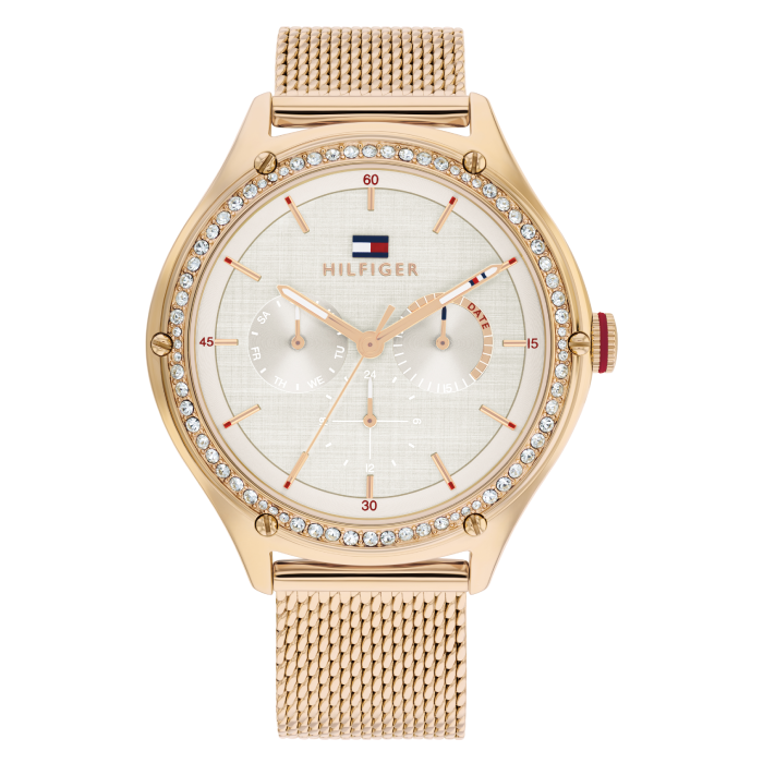 Relógio Mulher Aço Dourado Rosa