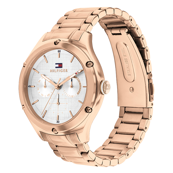 Relógio MULTIFUNÇÕES AÇO IP DOURADO ROSA