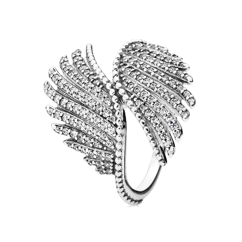 Anel Prata Zirc MAJESTIC FEATHERS