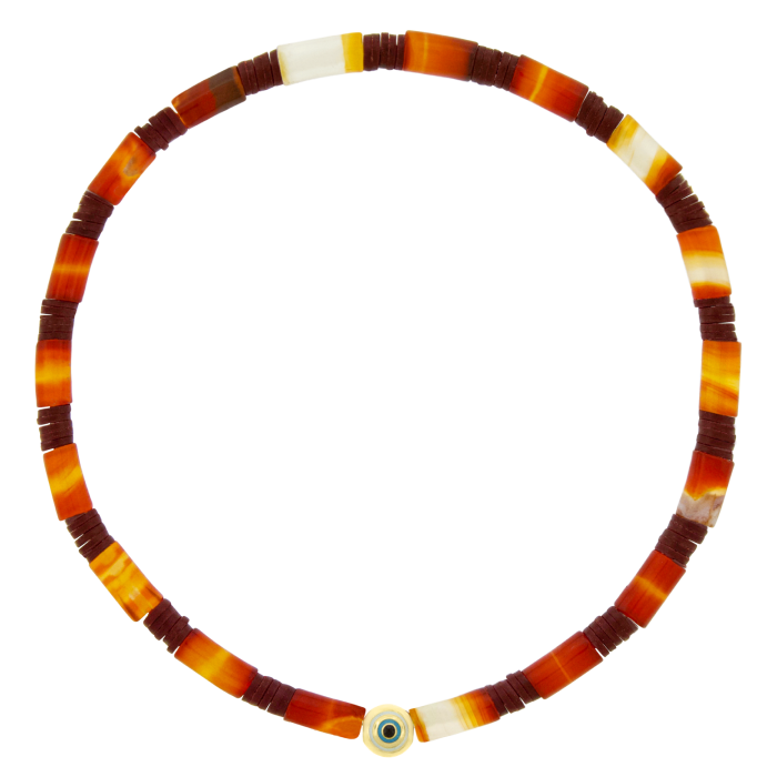 Pulseira Eye Ouro Amarelo E Ágata Vermelha