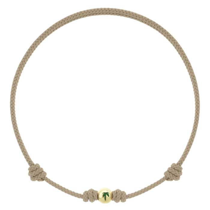 Pulseira Palm Tree Ouro Amarelo E Corda Taupe