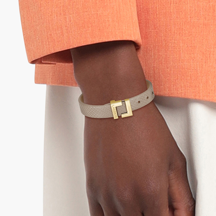 Pulseira Mulher pele e aço dourado LURA