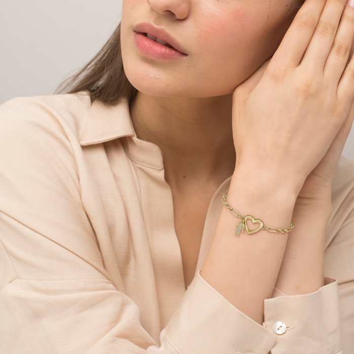 Pulseira Mulher Aço Dourado Love My Croc