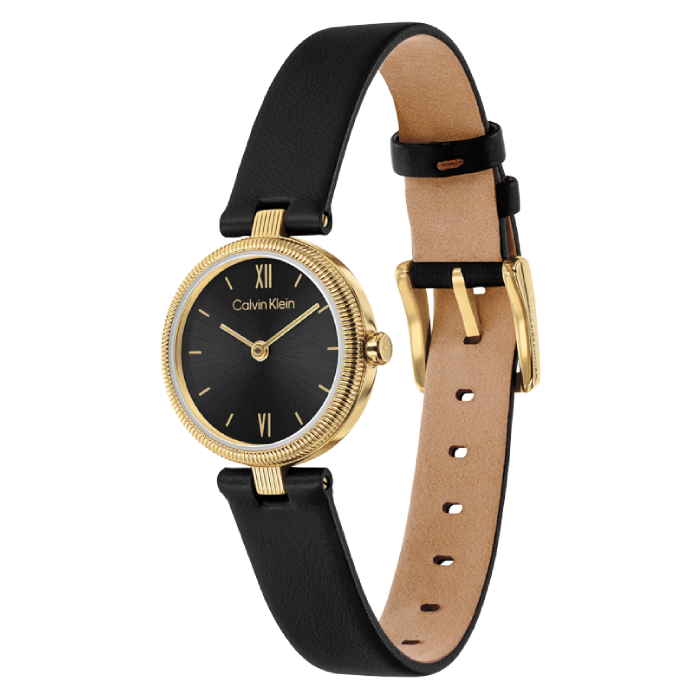 Relógio Senhora Preto e Dourado em Pele