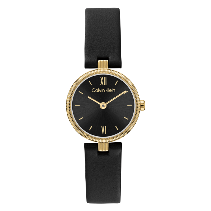 Relógio Senhora Preto e Dourado em Pele