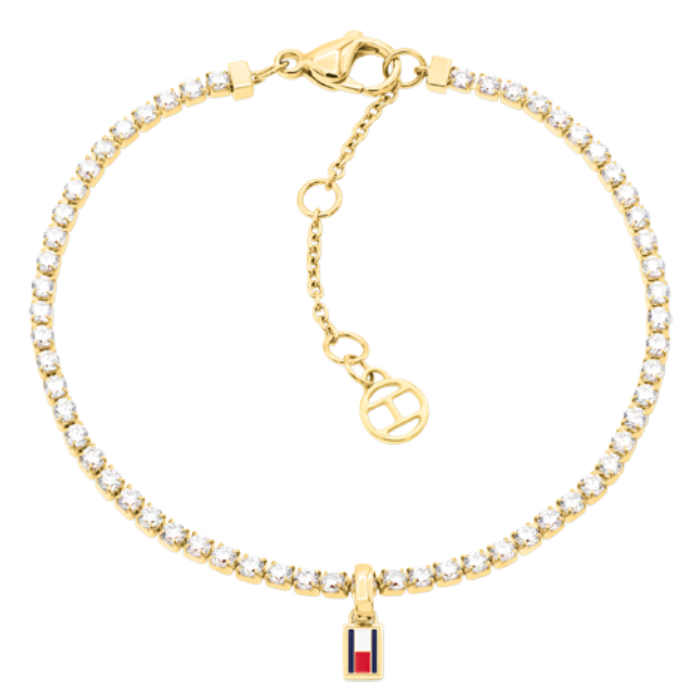 Pulseira Mulher Aço Dourado e Cristais