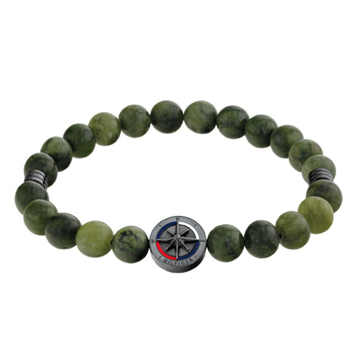 Pulseira Homem Aço IP Cinza e Jade