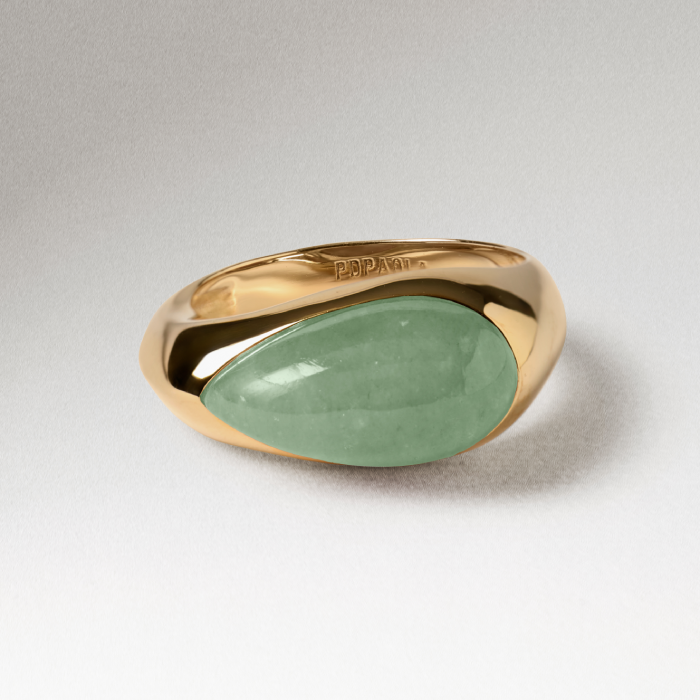 Anel Green Aventurine Luna Stamp