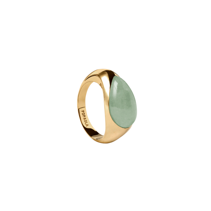 Anel Green Aventurine Luna Stamp