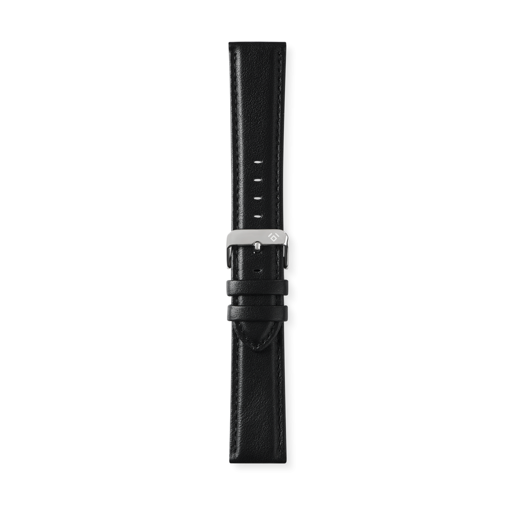 Bracelete Pele Preta Aço 22mm