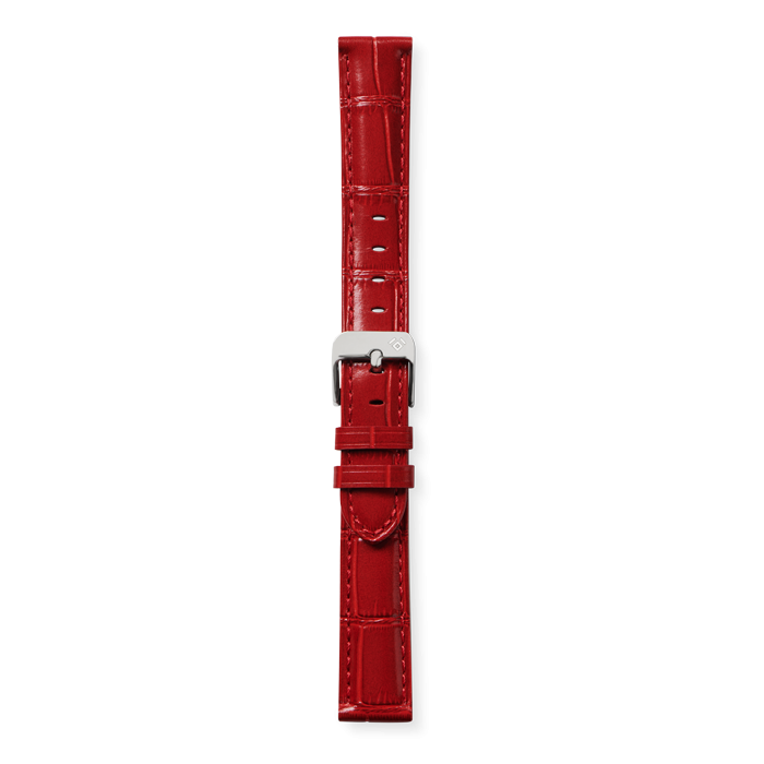 ELETTA Bracelete 16mm Pele Croco Burgundy Aço