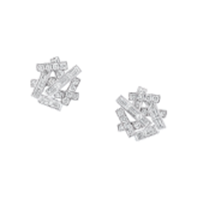 Brincos Threads Ouro Branco e Diamantes