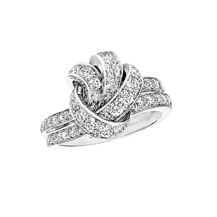 Anel Knot Ouro Branco e Diamantes