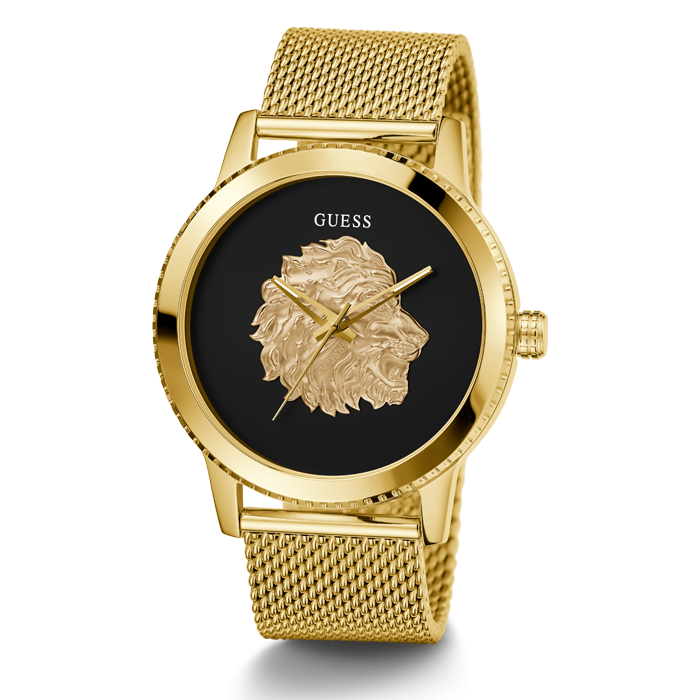 Relógio Monarch Preto e Dourado com Leão