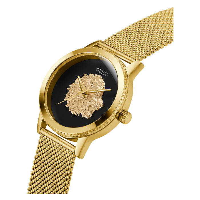 Relógio Monarch Preto e Dourado com Leão