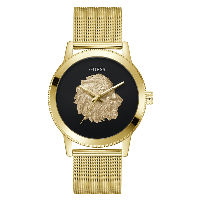 Relógio Monarch Preto e Dourado com Leão