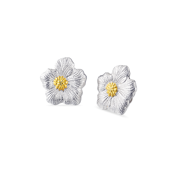 Brincos Blossoms Gardenia Prata e Vermeil