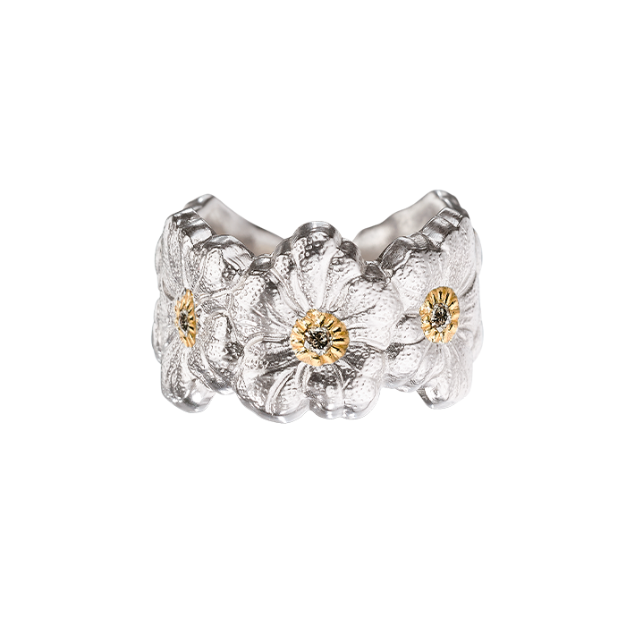 Anel Blossoms Prata e Vermeil com Diamantes