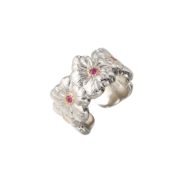 Anel Blossoms Eternelle Prata e Vermeil com Safiras Rosa