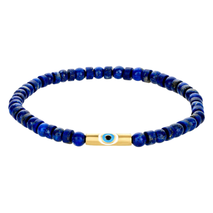 Pulseira Evil Eye Ouro Amarelo E Lapis Lazuli