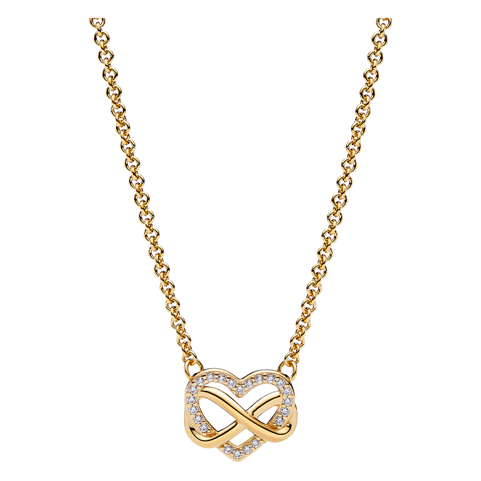 Colar Coração Infinito Brilhante e dourado