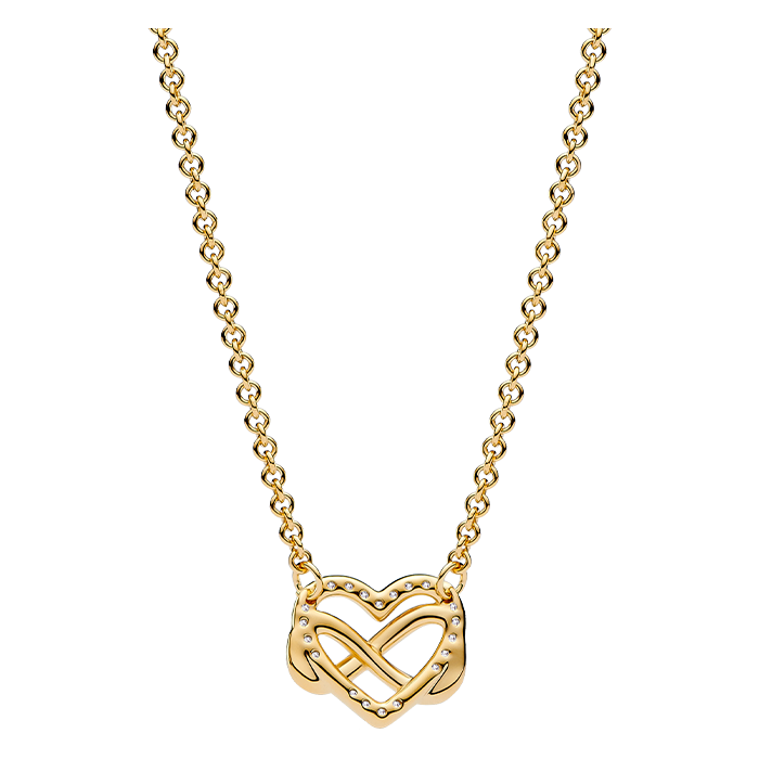 Colar Coração Infinito Brilhante e dourado