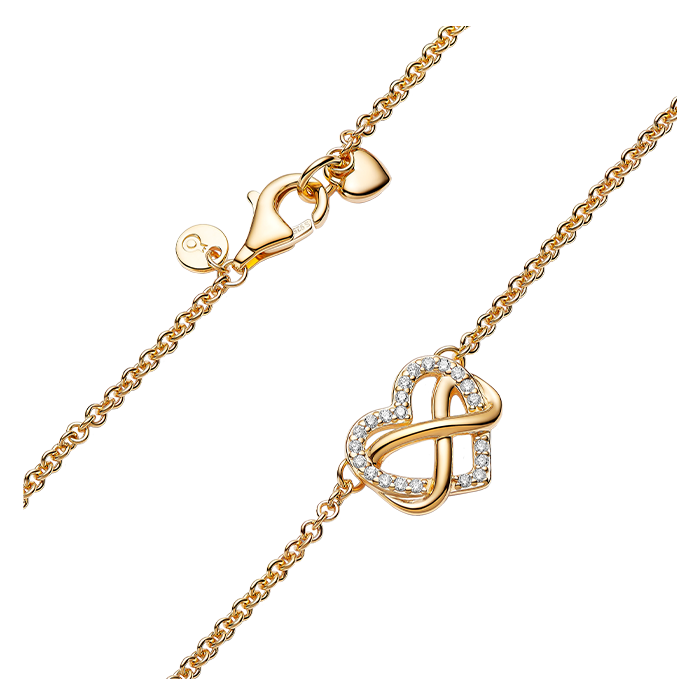 Colar Coração Infinito Brilhante e dourado