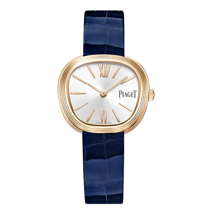 Relógio Sixtie Ouro Rosa e Crocodilo Azul