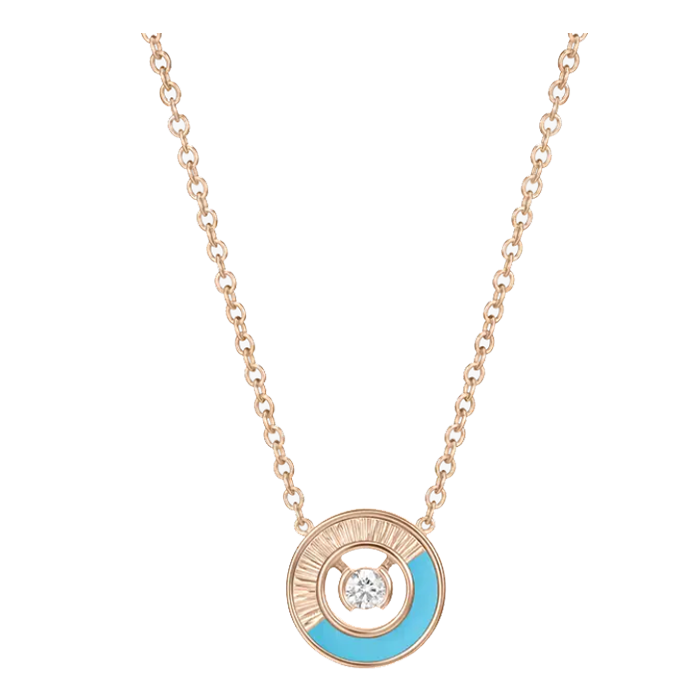 Colar Possession Ouro Rosa, Turquesa E Diamante