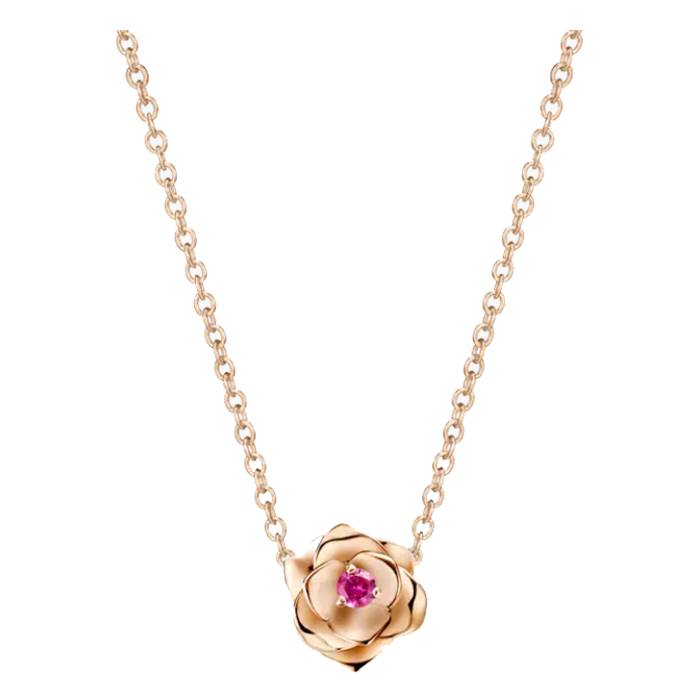 Colar Rose Ouro Rosa E Safira Rosa