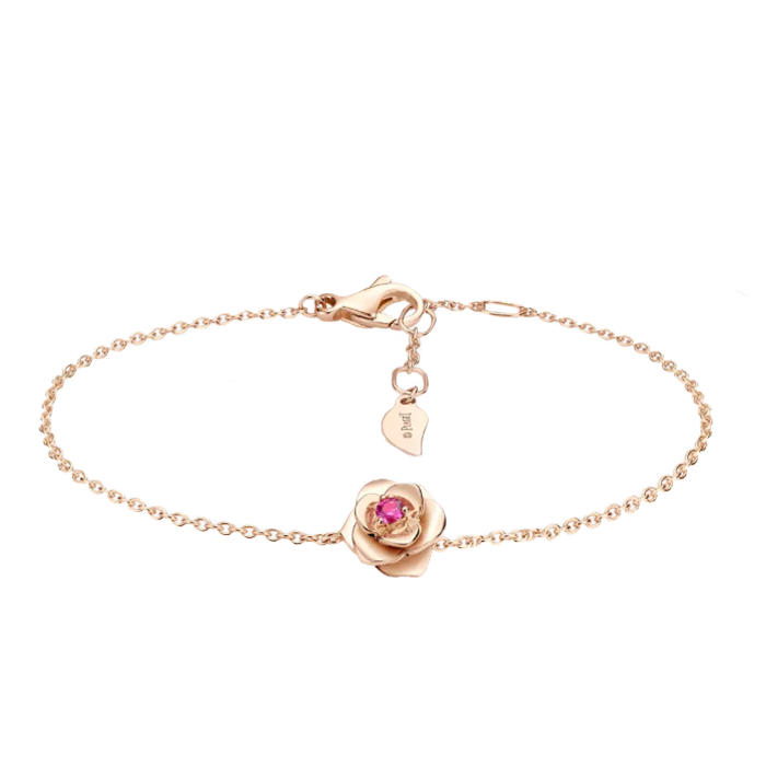 Pulseira Rose Ouro Rosa E Safira Rosa