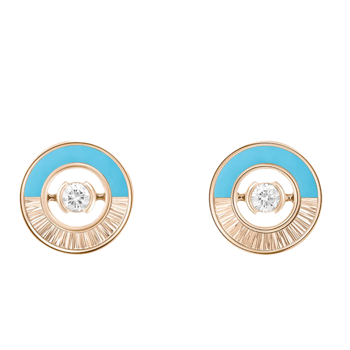 Brincos Possession Ouro Rosa, Turquesa E Diamantes