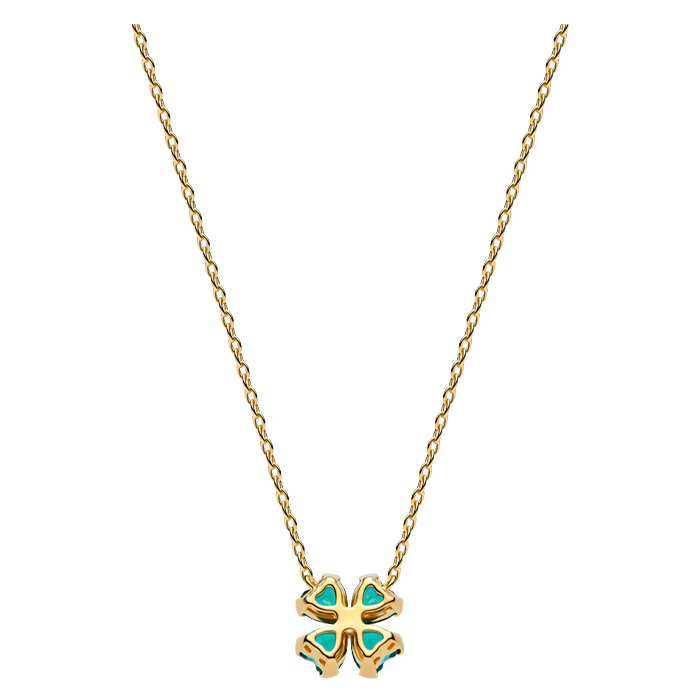Colar Trevo dourado com cristal verde