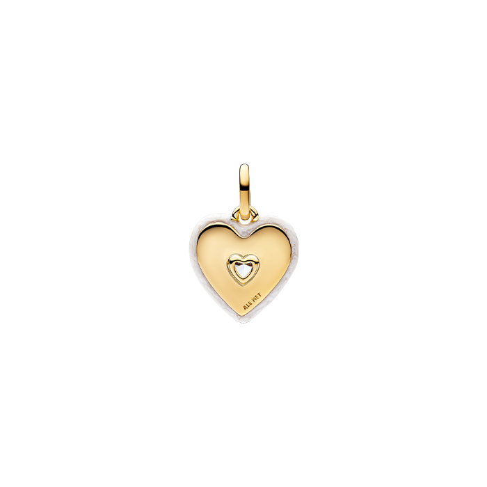 Conta Medalhão Dourado Coração Branco