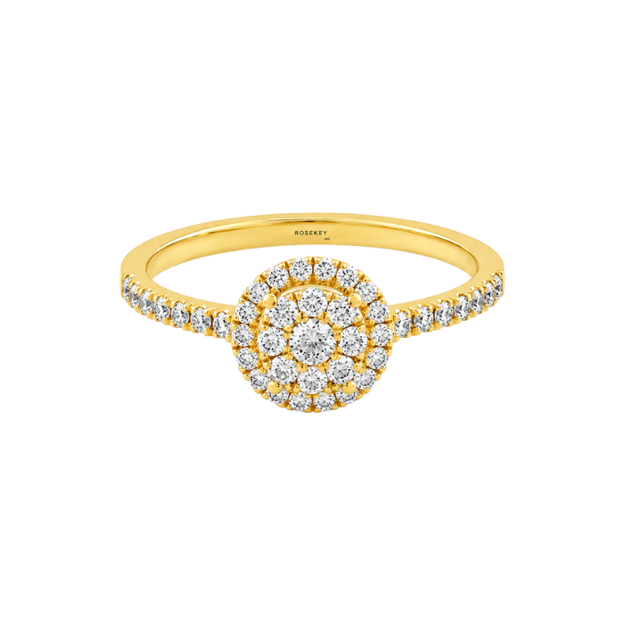 Anel Épure Halo Ouro Amarelo e Diamantes