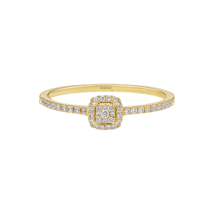 Anel Épure Cushion Modelo Pequeno Ouro Amarelo e Diamantes