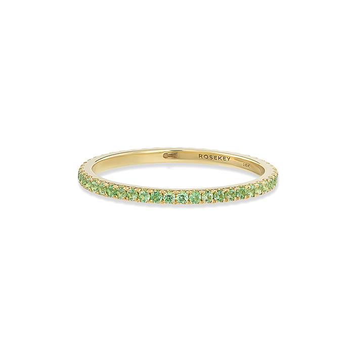Anel Ouro Amarelo E Tsavorites Verdes Claras