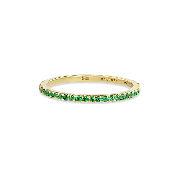 Anel Ouro Amarelo E Tsavorites Verdes Escuras