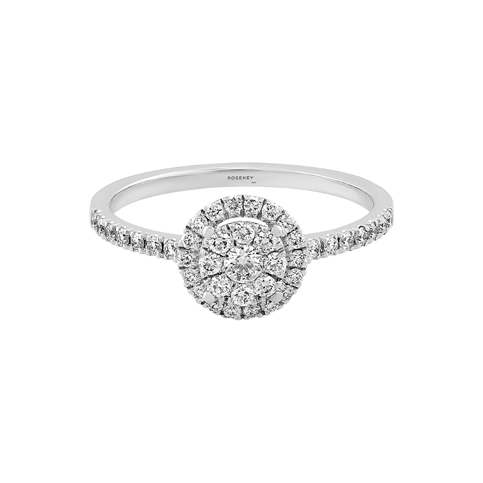 Anel Épure Halo Ouro Branco e Diamantes