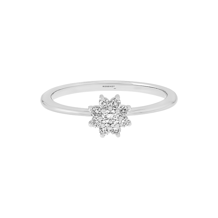 Anel Épure Fleur Ouro Branco e Diamantes