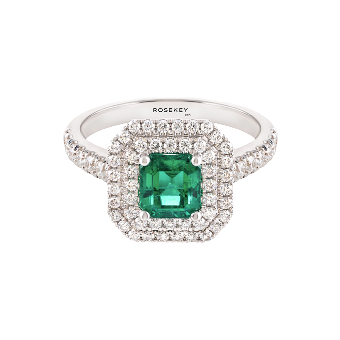 Anel Ouro Branco, Esmeralda Zambia e Diamantes