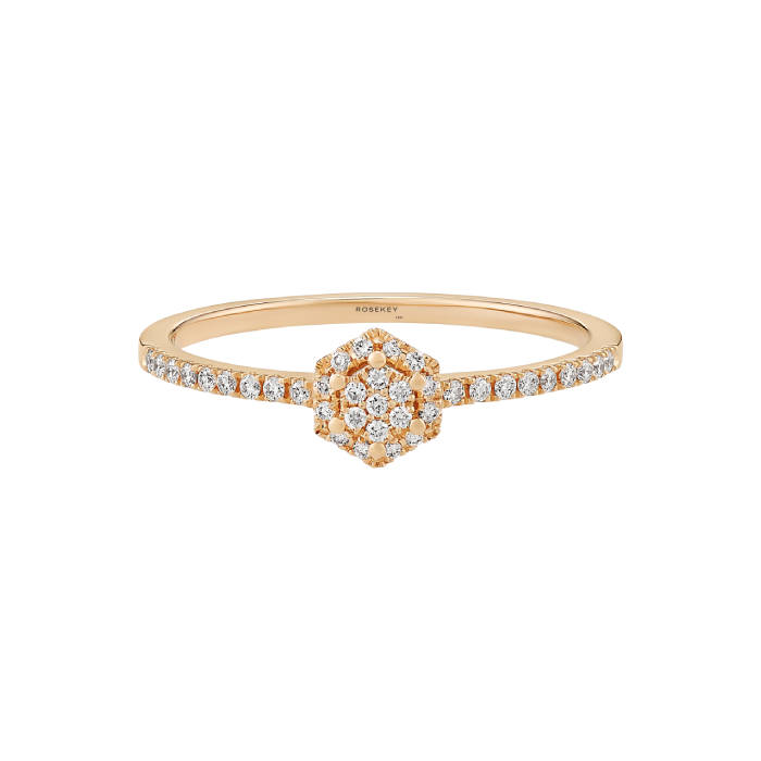 Anel Épure Hexa Modelo Pequeno Ouro Rosa e Diamantes