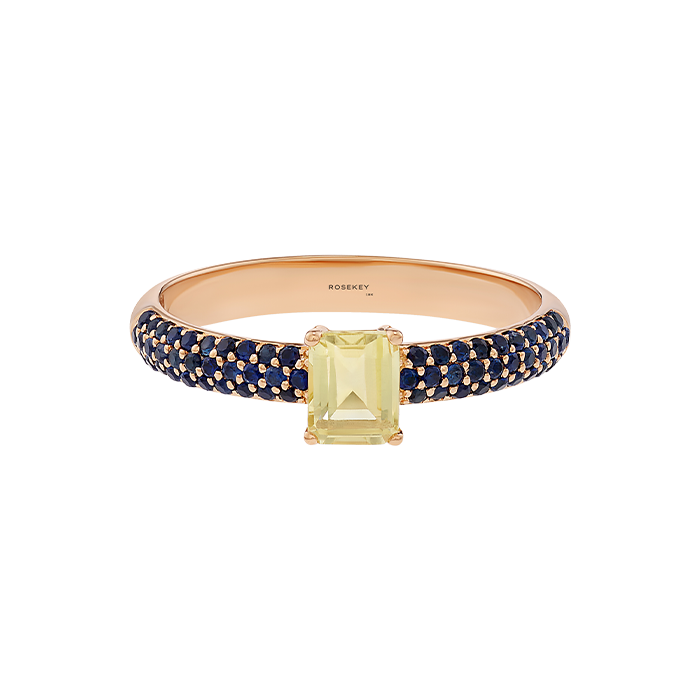 Anel Seet Briar Ouro Rosa Quartzo e Safiras