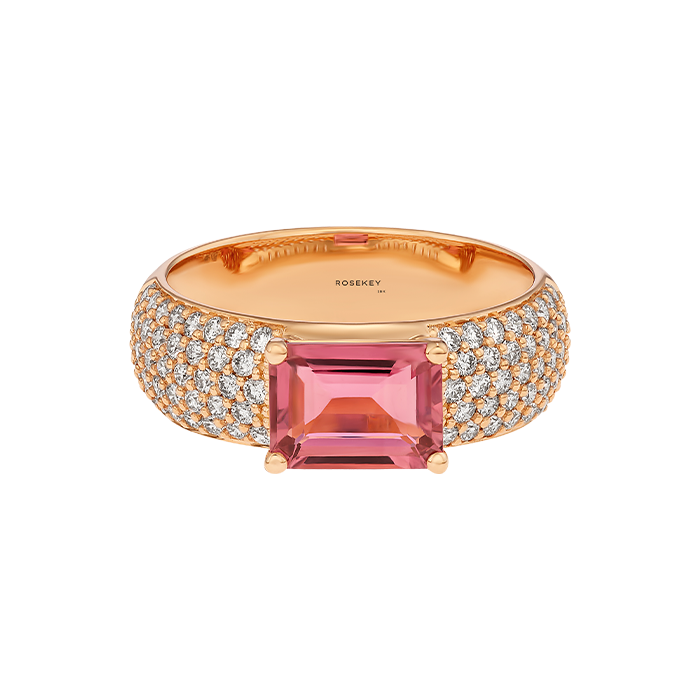 Anel Larkspur Ouro Rosa, Turmalina e Diamantes