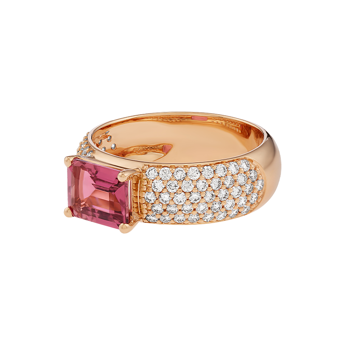 Anel Larkspur Ouro Rosa, Turmalina e Diamantes