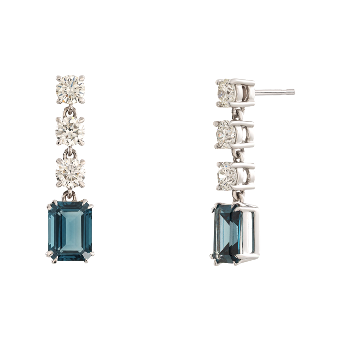 Brincos Midnight Dew Diamantes e Topázios