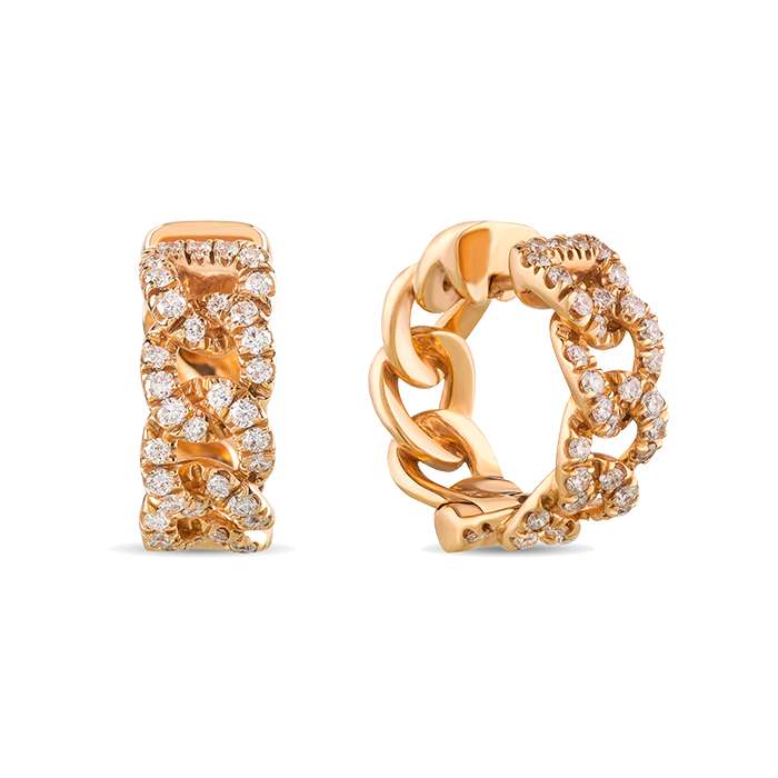 Brincos Links Ouro Rosa E Diamantes