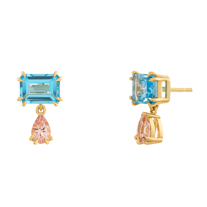 Brincos Secret Wish Ouro Rosa, Topázio e Morganite