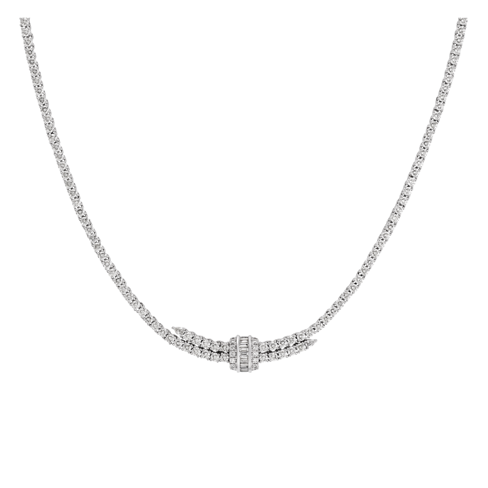 Colar Ouro Branco e Diamantes